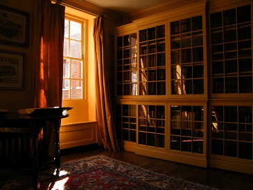 Dr Johnson's House Library in the evening